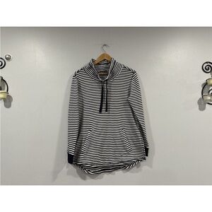 J. Crew J8836 Mercantile Stripe Waffle Funnel Neck Pullover Medium M